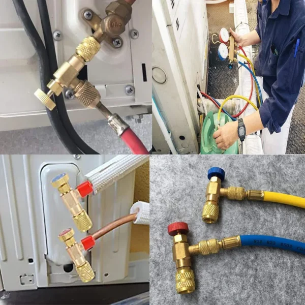 2 Delig - Koelmiddel Ventiel Adapter Brons - Afbeelding 2